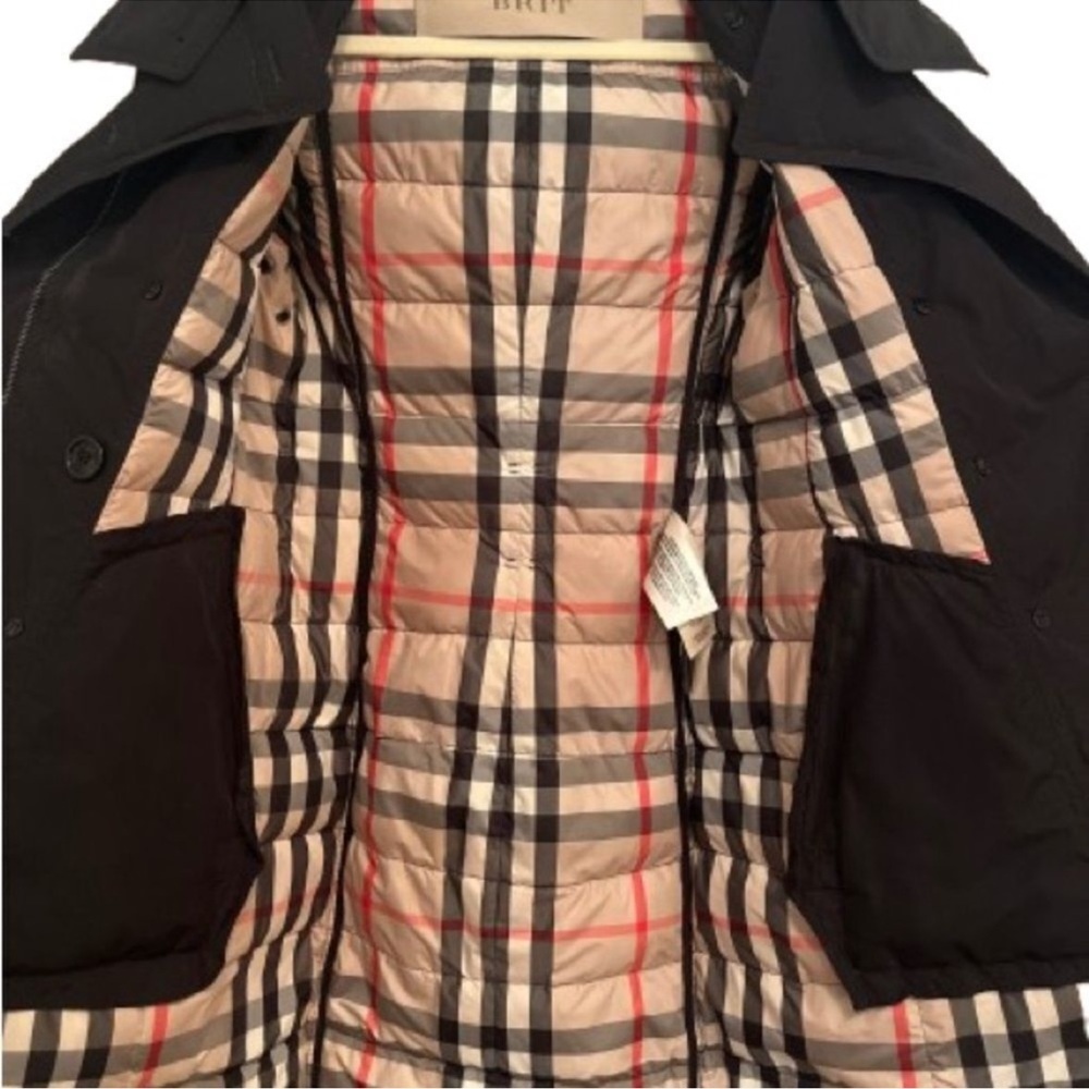 Burberry Brit Black Double-Breasted Down Puffer Coat/Fur Hood - Picture 5 of 14